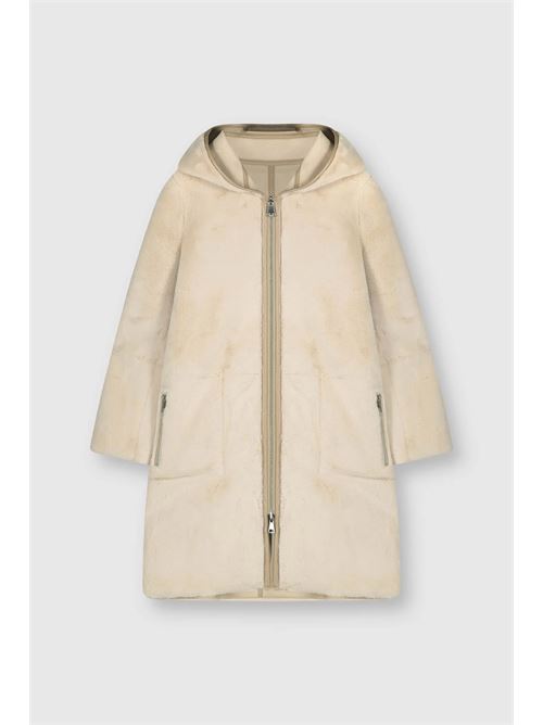 ova cappotto in ecopelle reversibile con cappuccio RINO & PELLE | OVA.7002310STONE